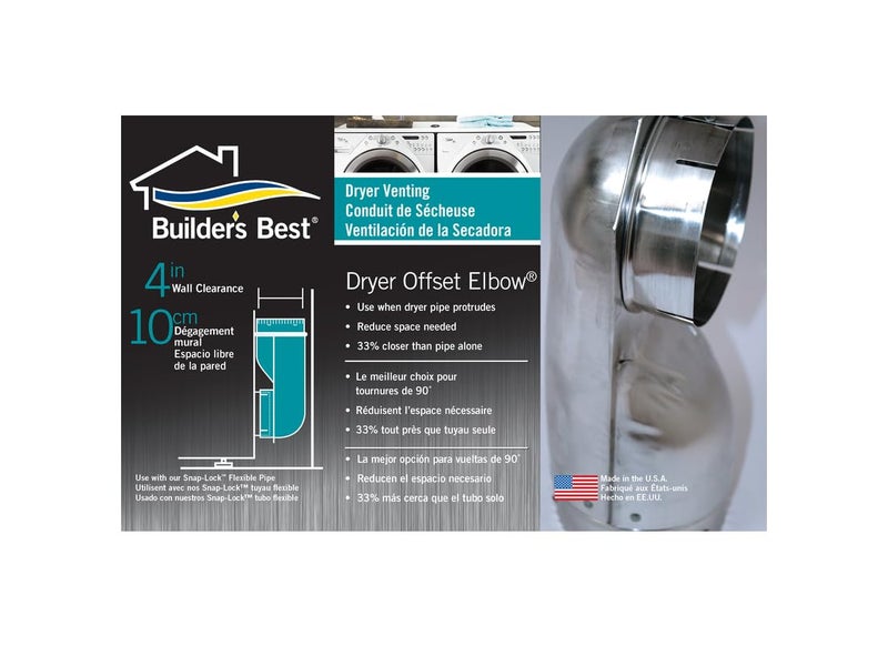 Builder's Best 010155 Venting. Offset Elbow, Dryer, 4-1/2 In, 1 Cubic Centimeters - Image 2